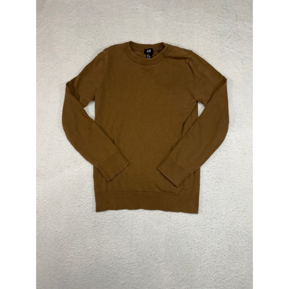 HM Mens Brown Fine Knit Cotton Crewneck Sweater Size XS 0564358 8